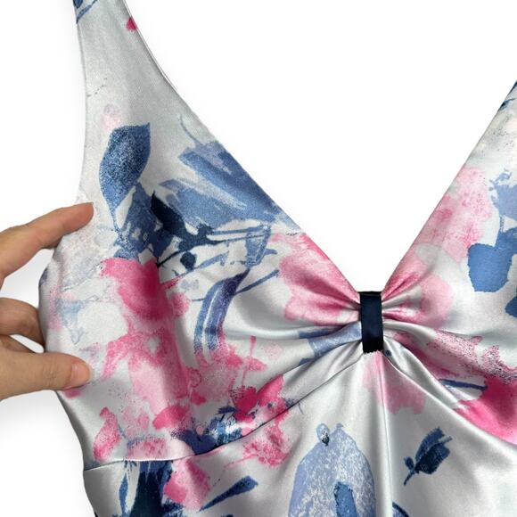 Jones New York Satin Empire Waist Fairy Floral Y2K Maxi Slip Dress Womens Size M - Picture 5 of 13